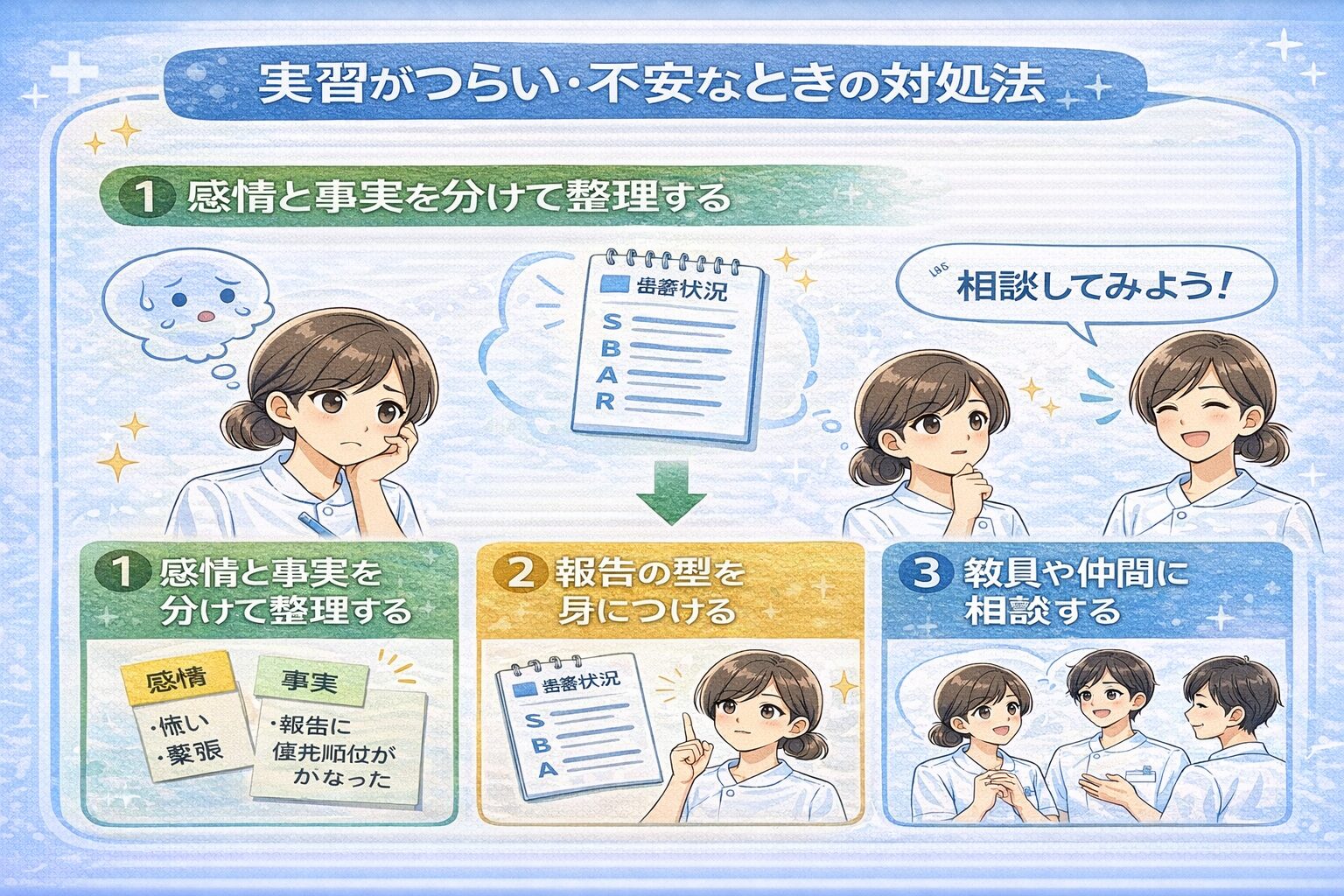 実習で悩む看護学生