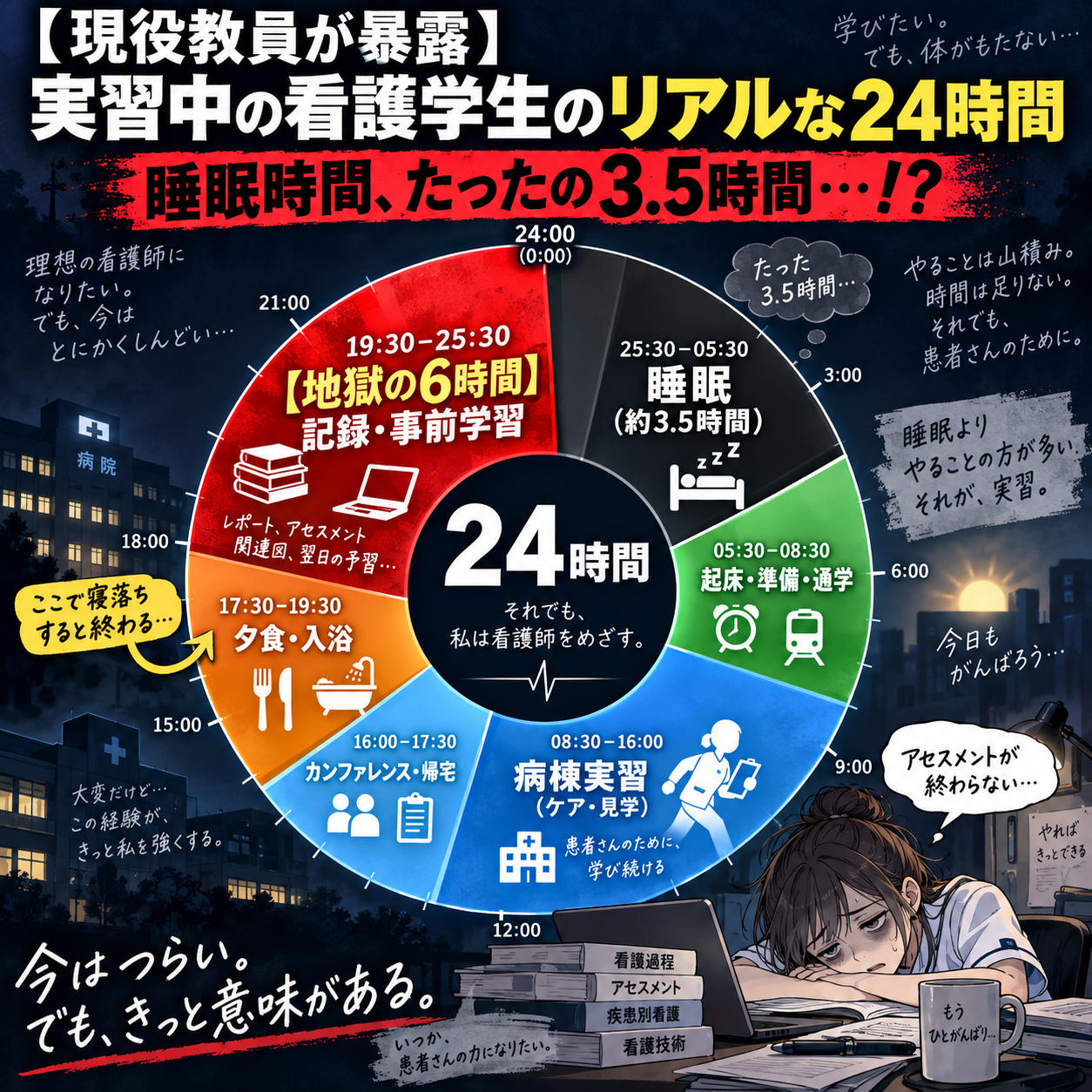 看護学生の実習中の過酷な1日のスケジュールと睡眠不足のリアル