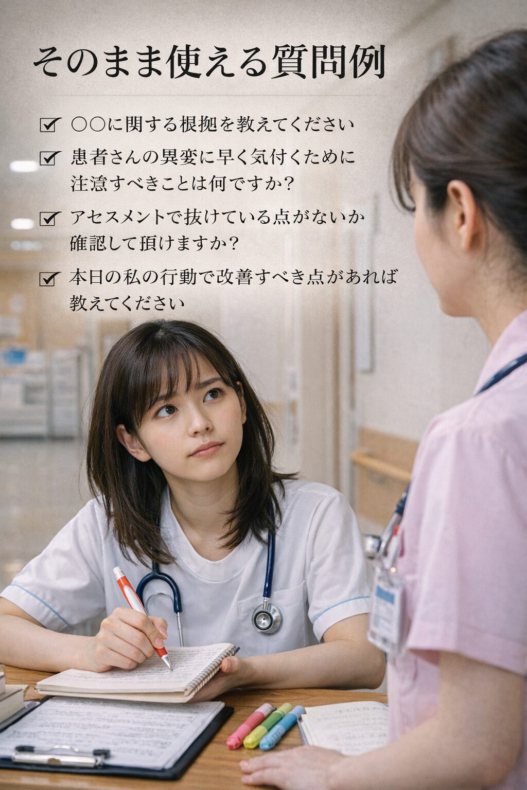 そのまま使える質問例(実習場面別)