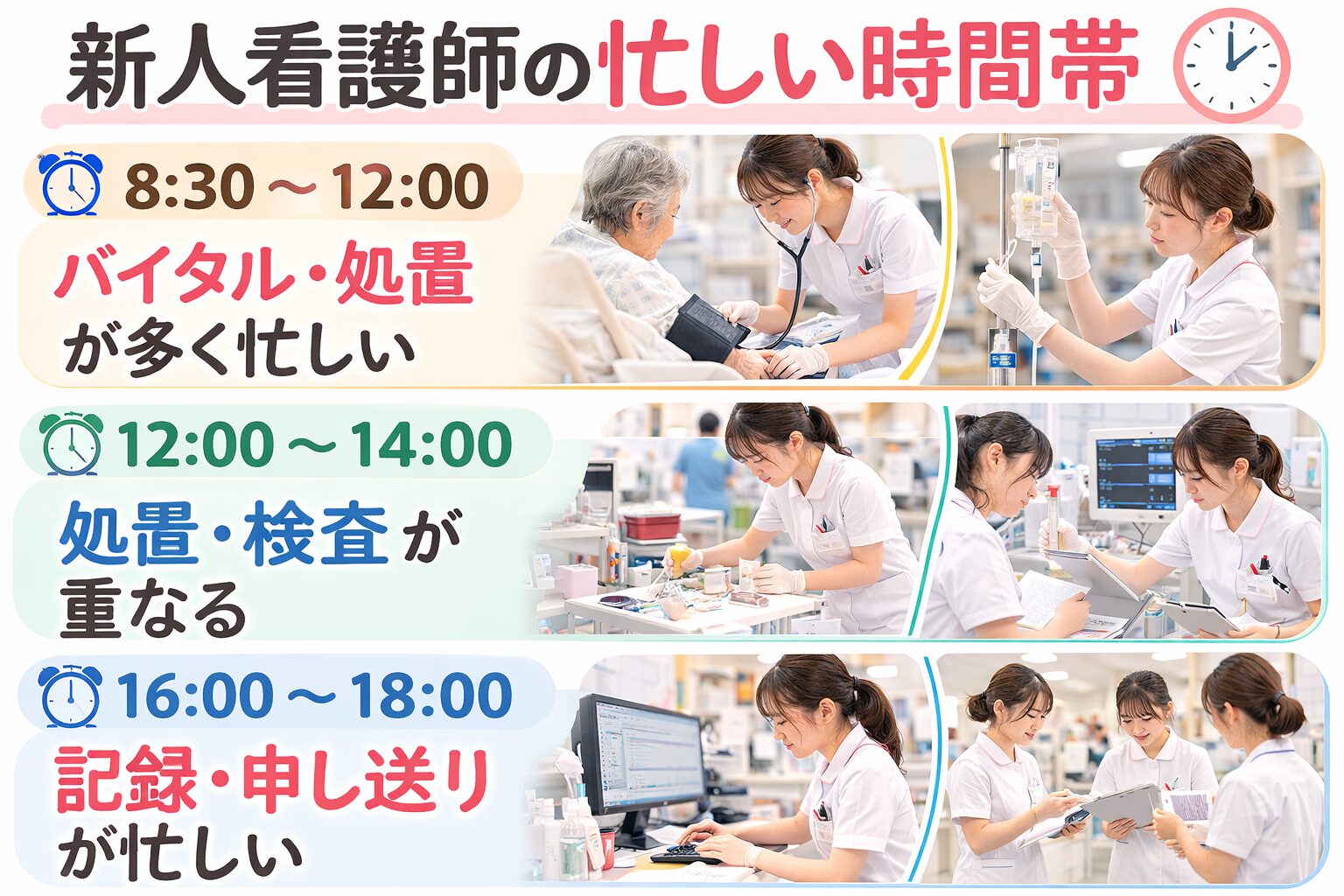 新人看護師の忙しい時間帯