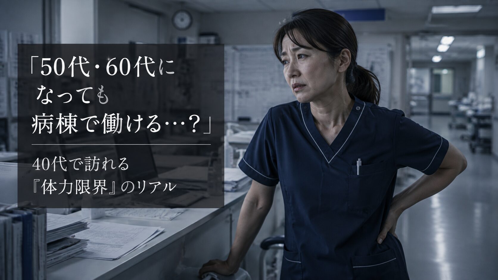 腰痛や体力限界を感じ50代60代の働き方に不安を抱く40代女性看護師
