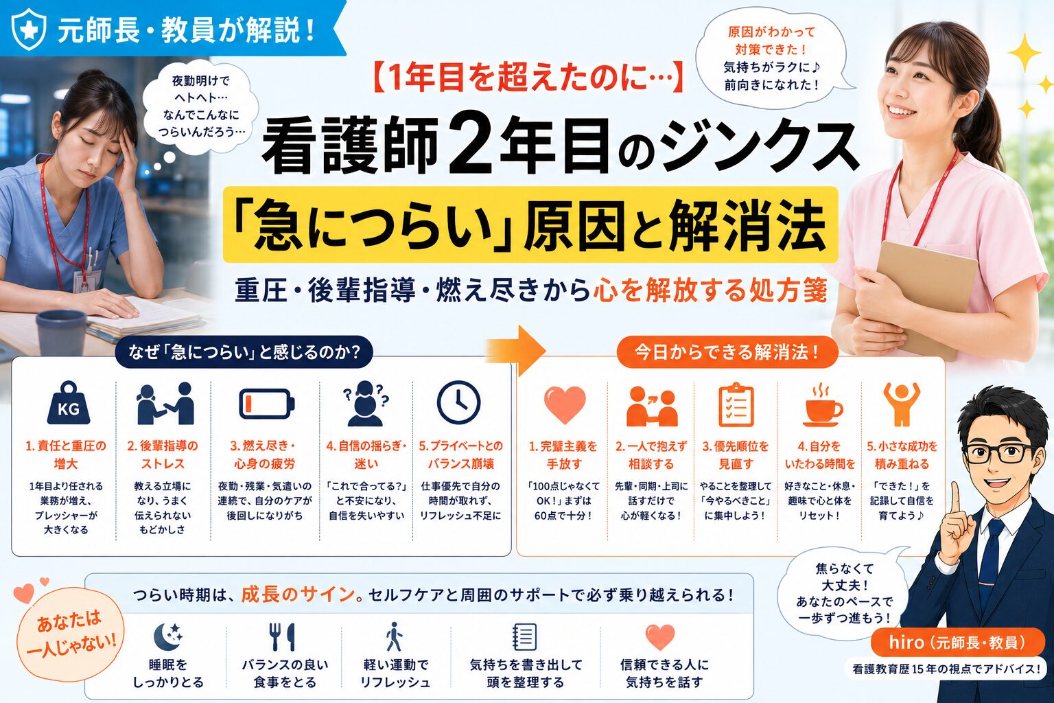 元師長が解説！【2年目のジンクス】看護師2年目が「急につらい」と感じる原因と対策