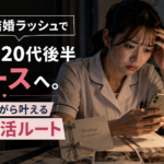 同期の結婚ラッシュに焦りを感じスマートフォンを見ながら婚活について悩む20代後半の女性看護師