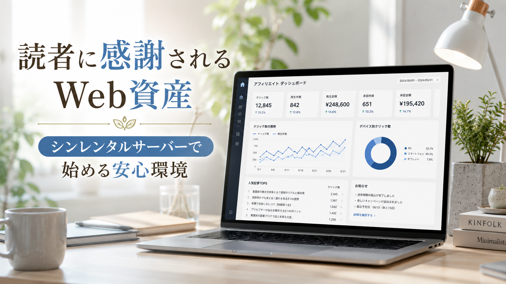 読者に感謝されるWeb資産を育てるアフィリエイトブログと、シンレンタルサーバーで始める安心の運営環境