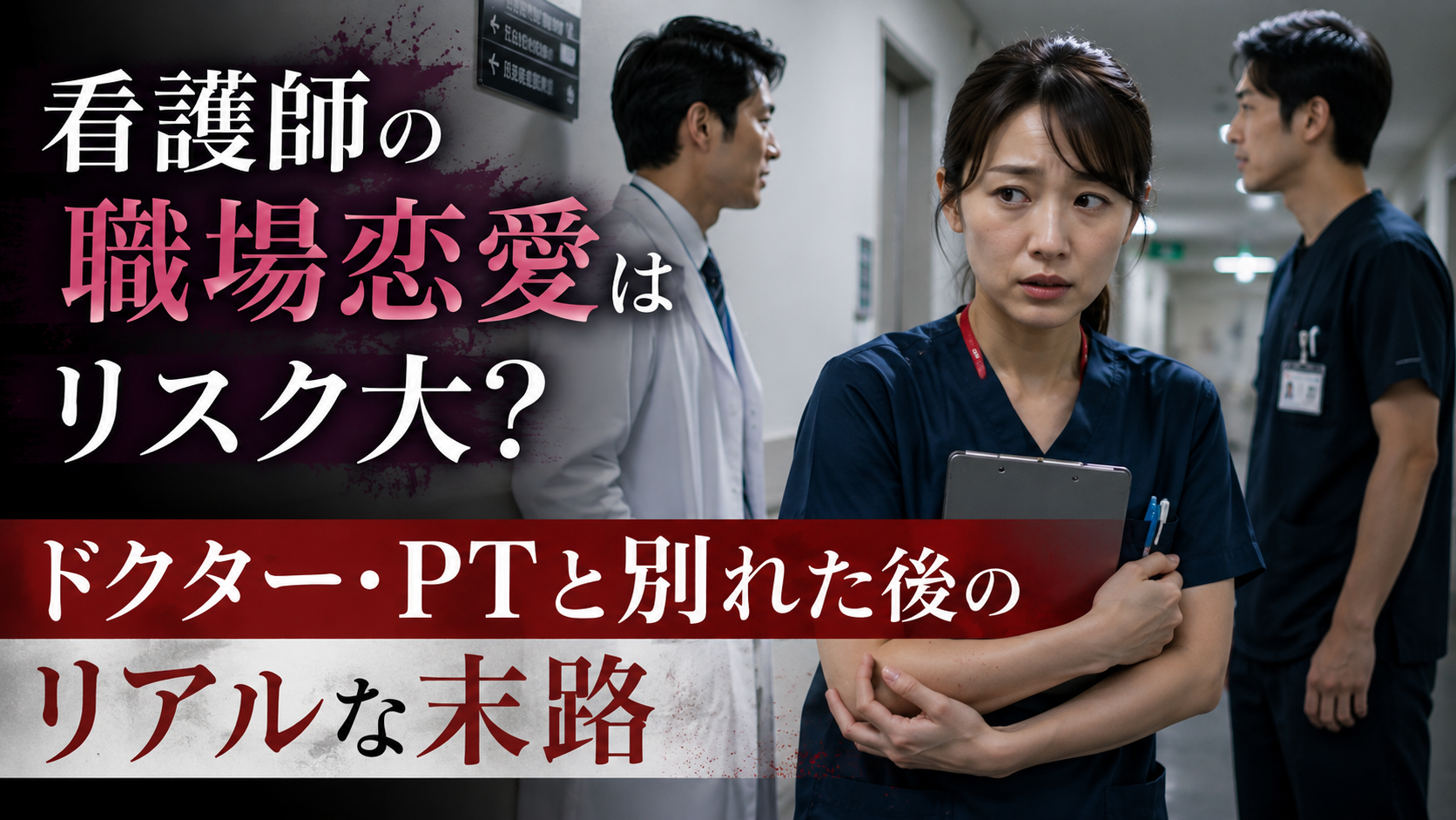 職場恋愛でドクターやPTと別れた後の気まずさやリスクに悩む20代後半の女性看護師